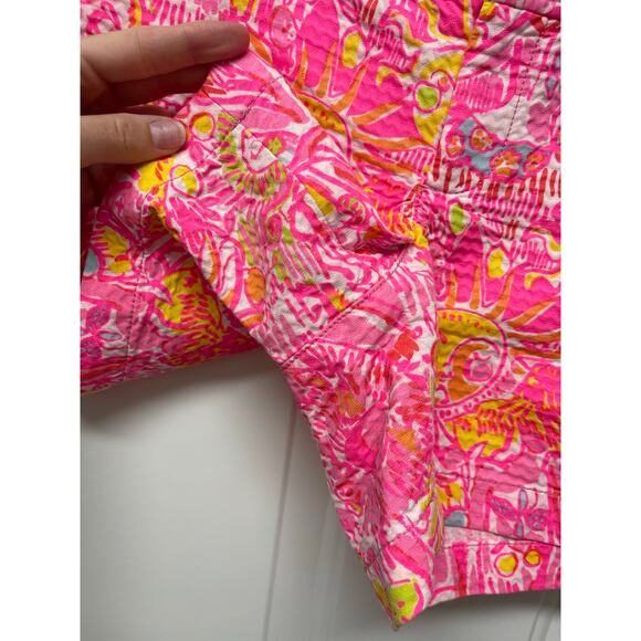 Lilly Pulitzer The Callahan Short Tiki stand pink yellow size 2 - Picture 5 of 7